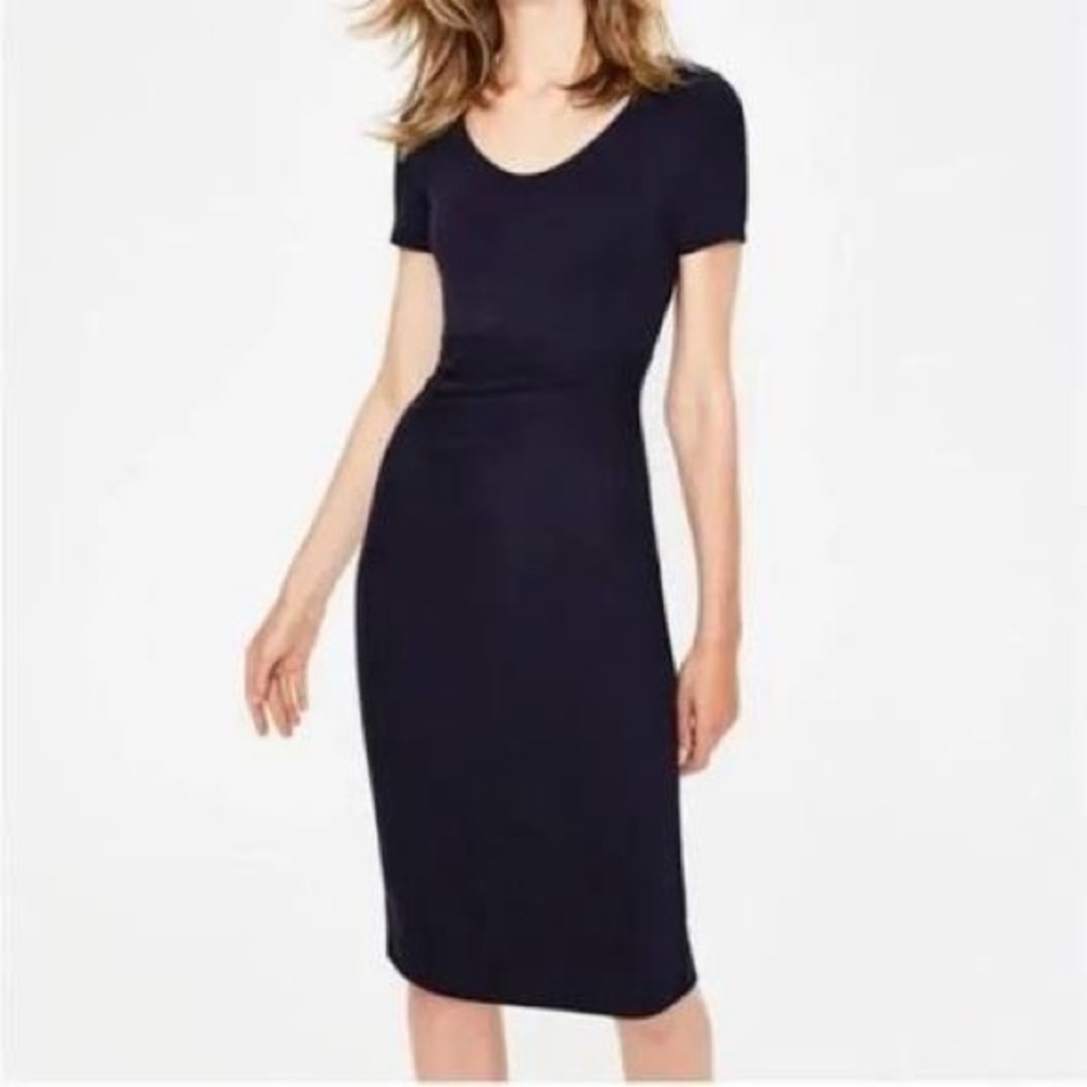 NWOT Boden Madison Ponte Short-Sleeve Knee Length Sheath Black Dress 8P